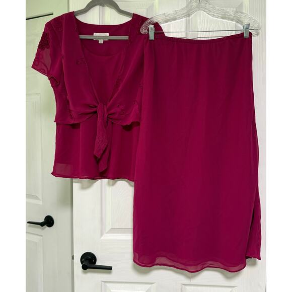Studio I Women's Chiffon Two Piece Top Skirt Set Size 10 - Picture 1 of 13